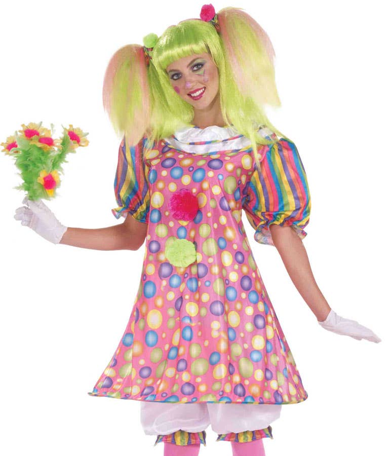 Womens Pink Tickles The Clown Circus Costume - Close Image