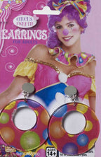 Round Polka Dot Pink Circus Sweetie Clip On Costume Earrings