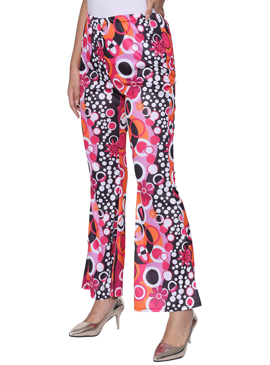 Alternative image of 70s Disco Print Womens Pink Flared Costume Pants