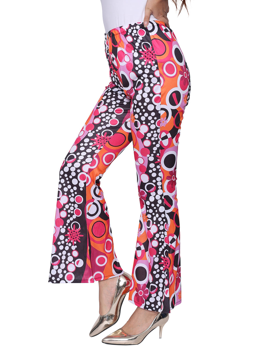 Main image of 70s Disco Print Womens Pink Flared Costume Pants