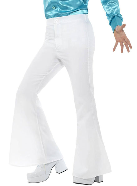 Image of 70s White Disco Flares Men's Costume Pants