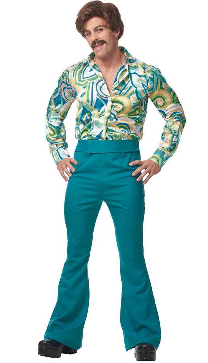 Men's Retro Green 70s Disco Dude  Costume - Main Image