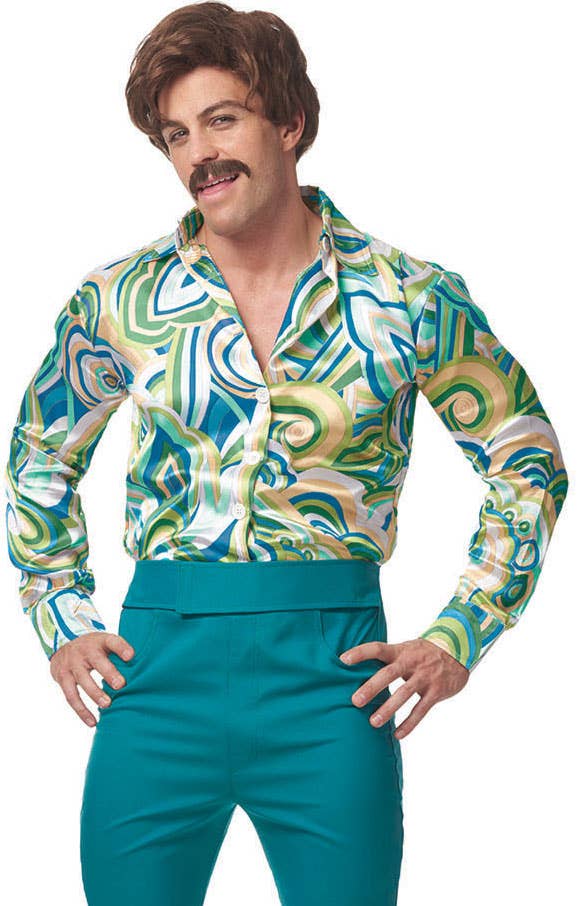 Men's Retro Green 70s Disco Dude  Costume - Zoom Image