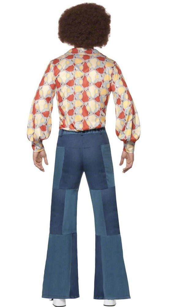 Patchwork Denim Men's 70s Flared Costume Pants - Back Image