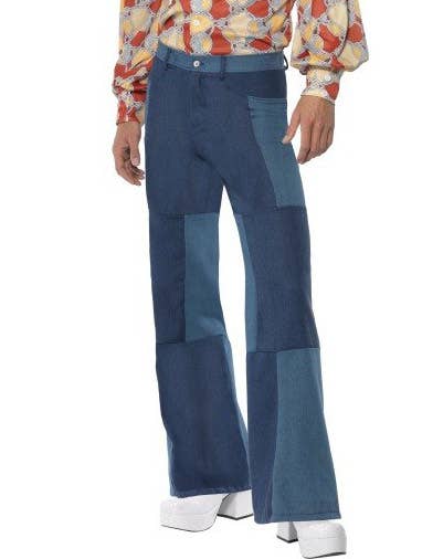 Patchwork Denim Men's 70s Flared Costume Pants - Zoom Image