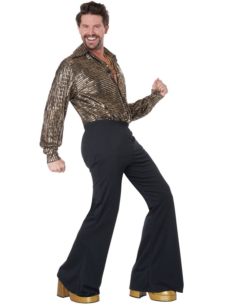 Metallic Gold Men's 1970's Disco Guy Costume - Main Image