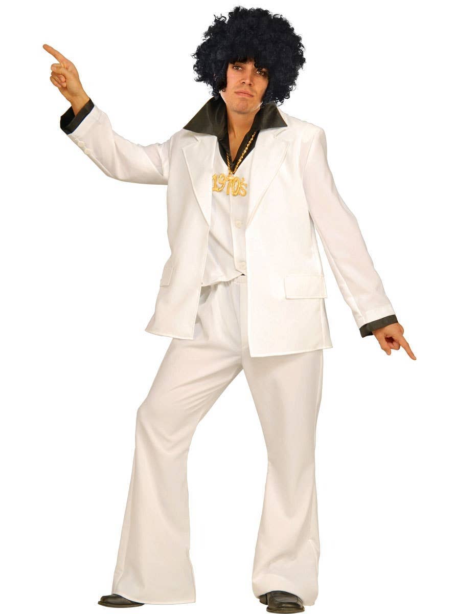 Image of Disco Fever White Suit Plus Size Men's Costume