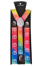 Adjustable Rainbow 60s Hippie Peace Sign Costume Suspenders 