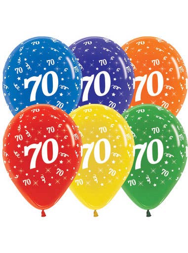 Image of 70th Birthday Assorted Crystal Colours 25 Pack Balloons