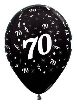 Image of 70th Birthday Metallic Black 25 Pack Party Balloons