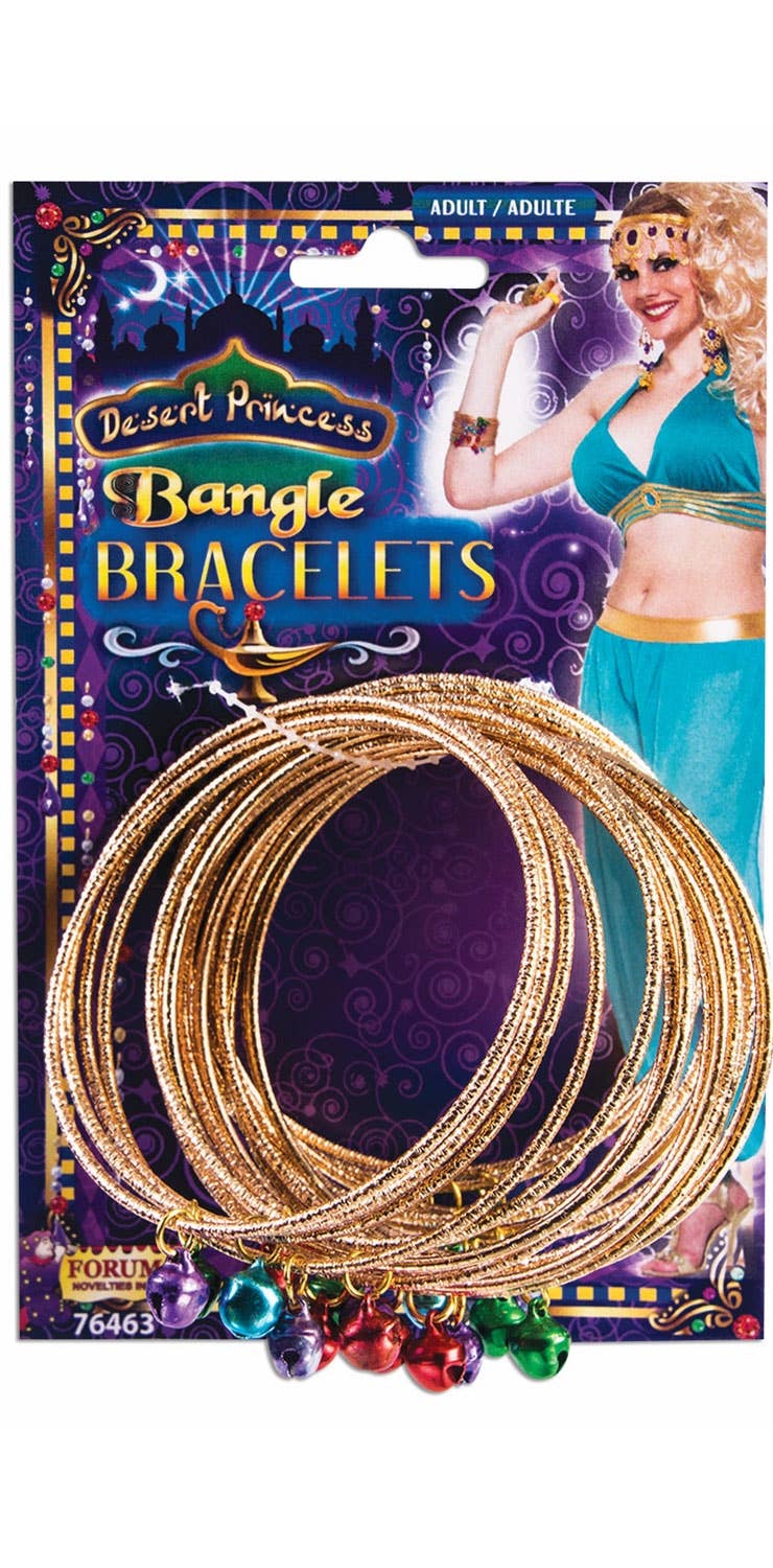 Gold Women's Bangles With Coloured Bells Image 1 