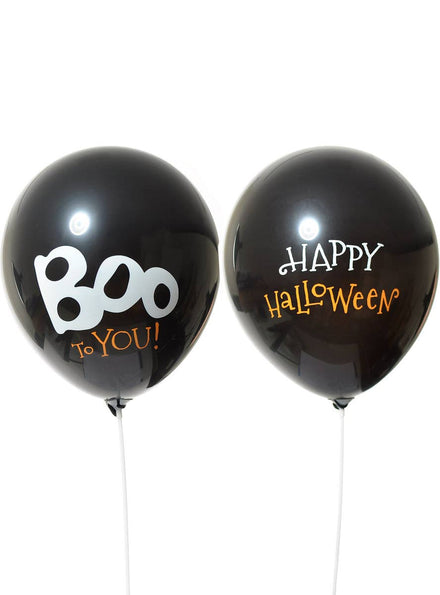 Image of 8 Pack Black Happy Halloween and Boo Balloons