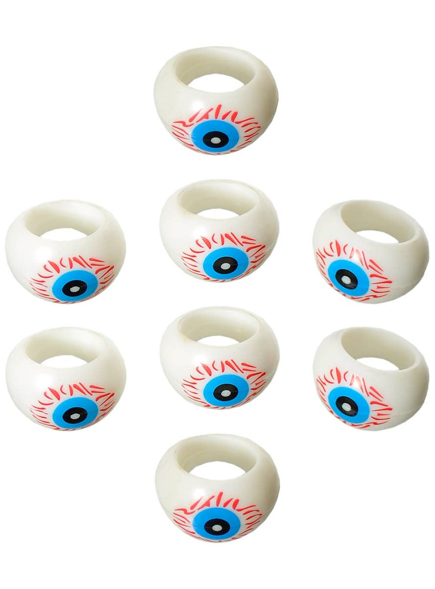 Image of Blood Shot Eyeballs 8 Pack Rings Party Favours