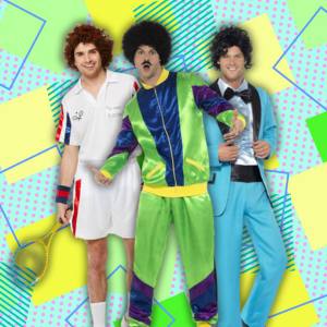 Image of men in 80s costumes