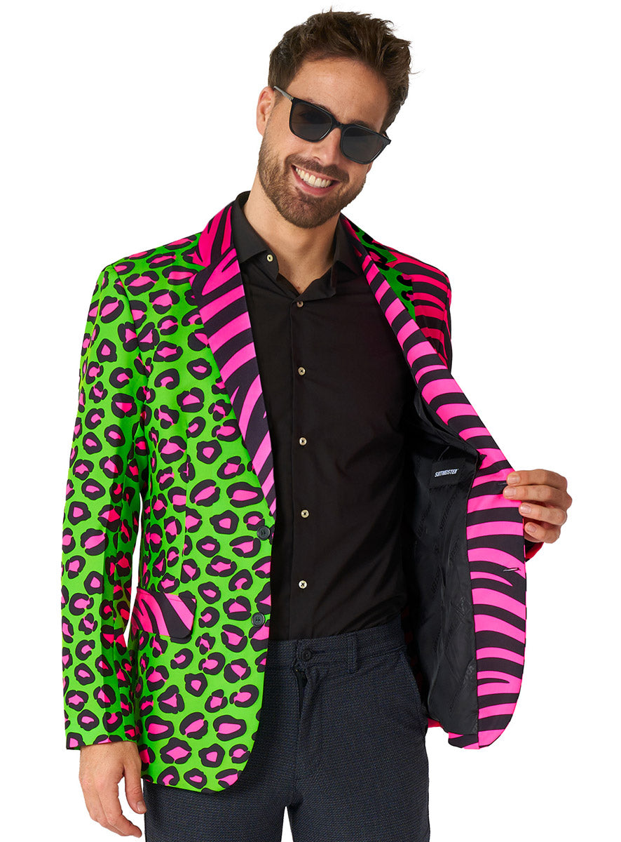 Main image ofParty Animal Plus Size Mens 1980s Neon Costume Jacket