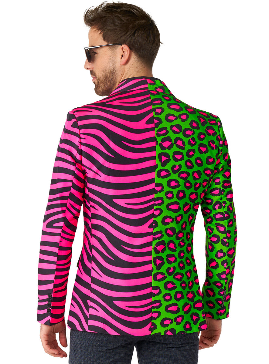 back image of Party Animal Plus Size Mens 1980s Neon Costume Jacket