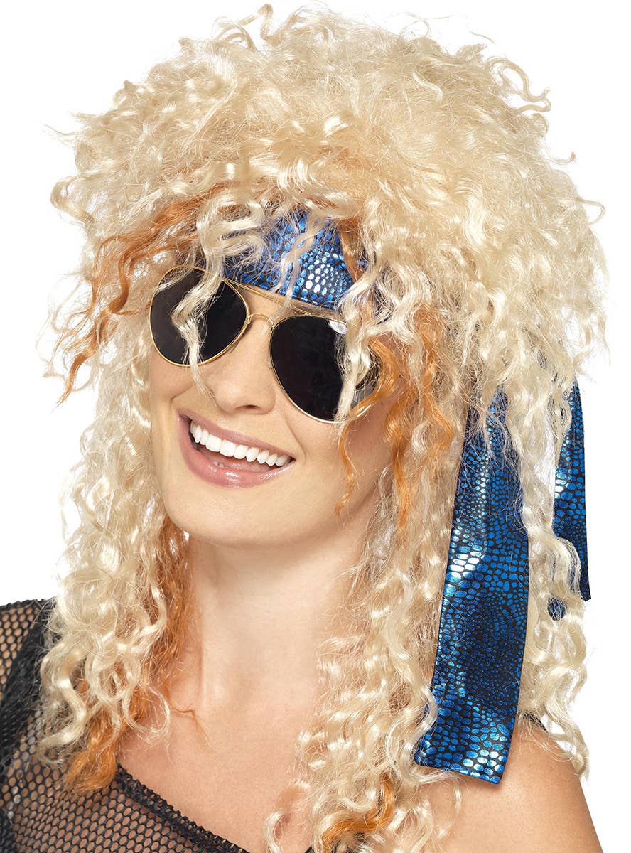Image of Heavy Metal Blonde 80s Rocker Mullet Costume Wig Kit - Alternate Image