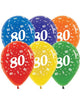 Image of 80th Birthday Assorted Crystal Colours 25 Pack Balloons