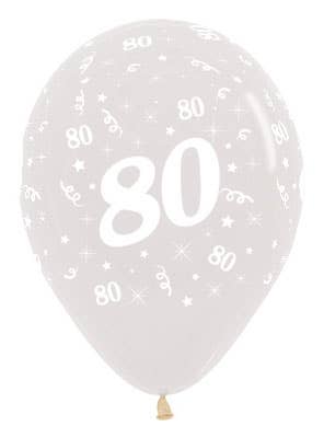 Image of 80th Birthday Crystal Clear 25 Pack Party Balloons