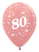 Image of 80th Birthday Metallic Rose Gold 25 Pack Party Balloons