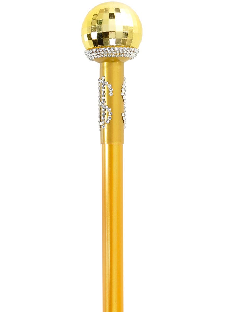 Image of Collapsible 90cm Gold Dollar Bling Costume Cane - Close Image