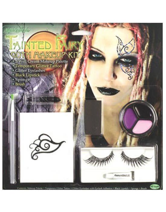 Gothic Tainted Fairy Costume Makeup Kit with Glitter Eyelashes