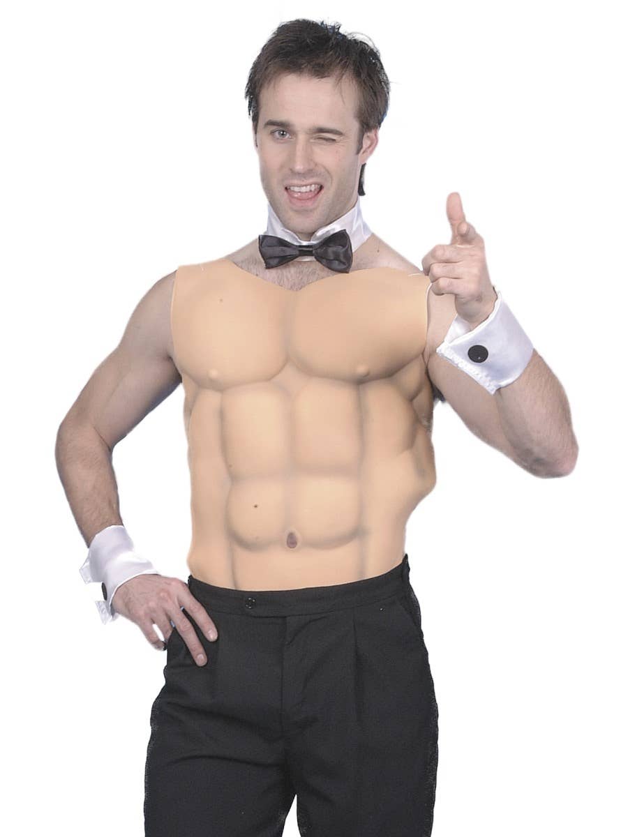 Male Stripper Novelty Black and White Collar and Wrist Cuffs - Alt Image