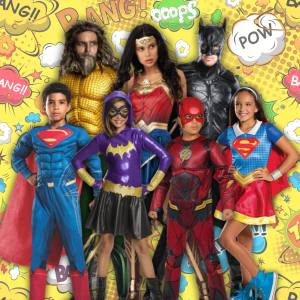 Image of people wearing Justice League costumes