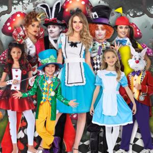 Image of people in Alice in Wonderland costumes