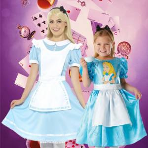 Image of a girl and a woman in Alice in Wonderland costumes