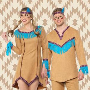 Image of a man and a woman in Native American costumes