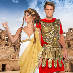 Image of a man and a woman wearing ancient times costumes