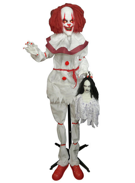 Main image of Animated 170cm Standing Evil Clown Halloween Decoration