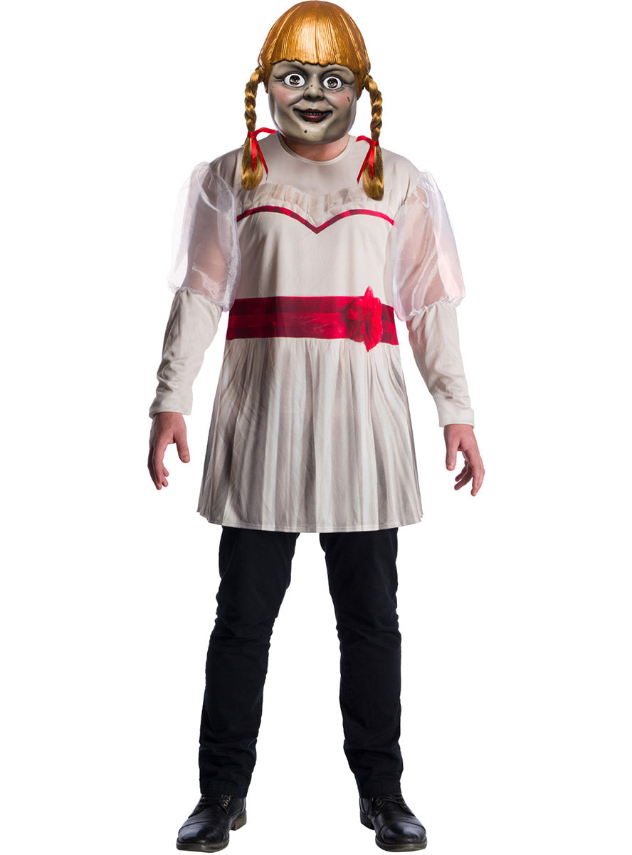 Mens Annabelle Horror movie Costume Shirt And Mask Set - Main Image