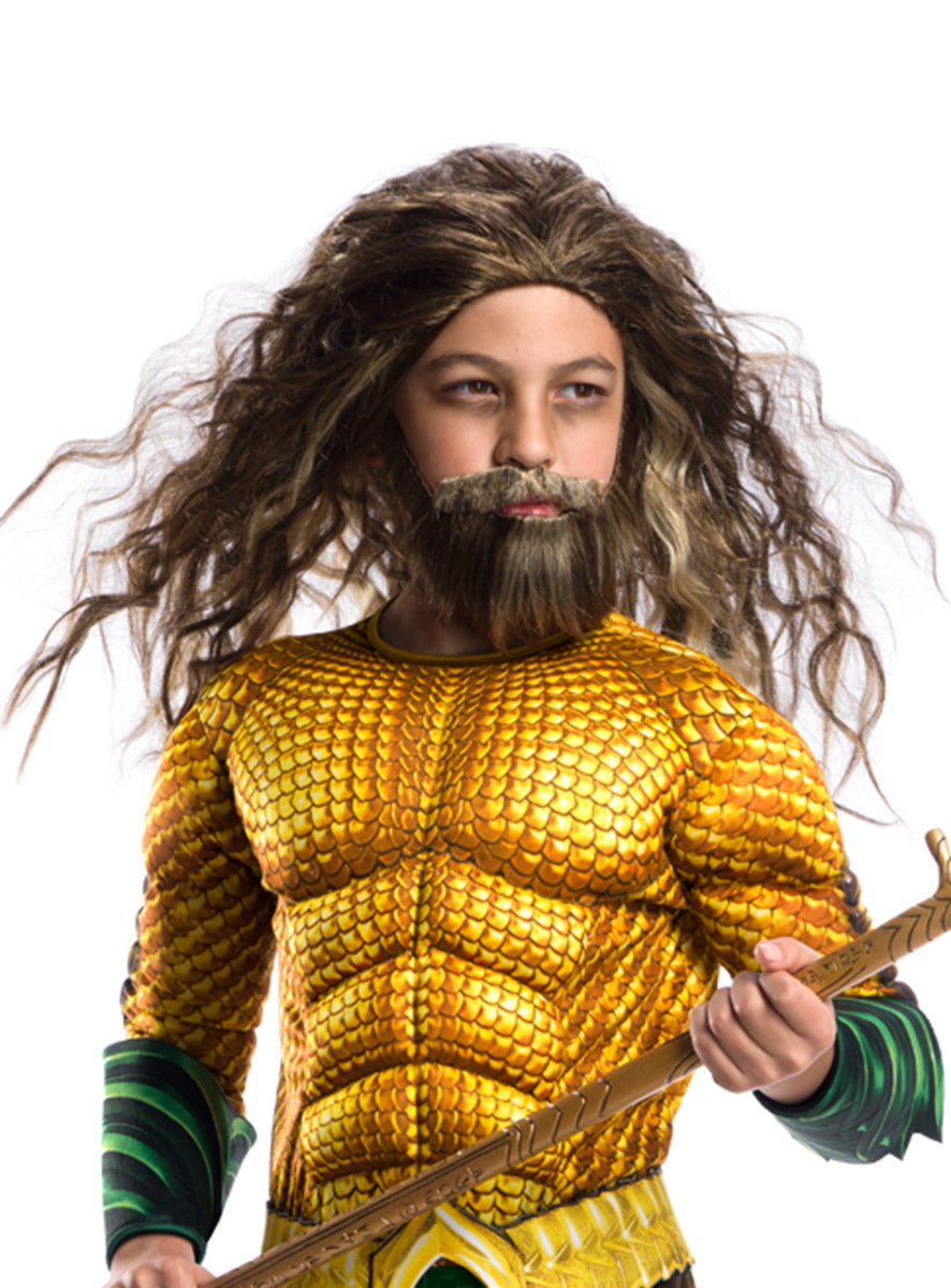 Main Image of Aquaman Superhero Boys Wig and Beard Accessory Set