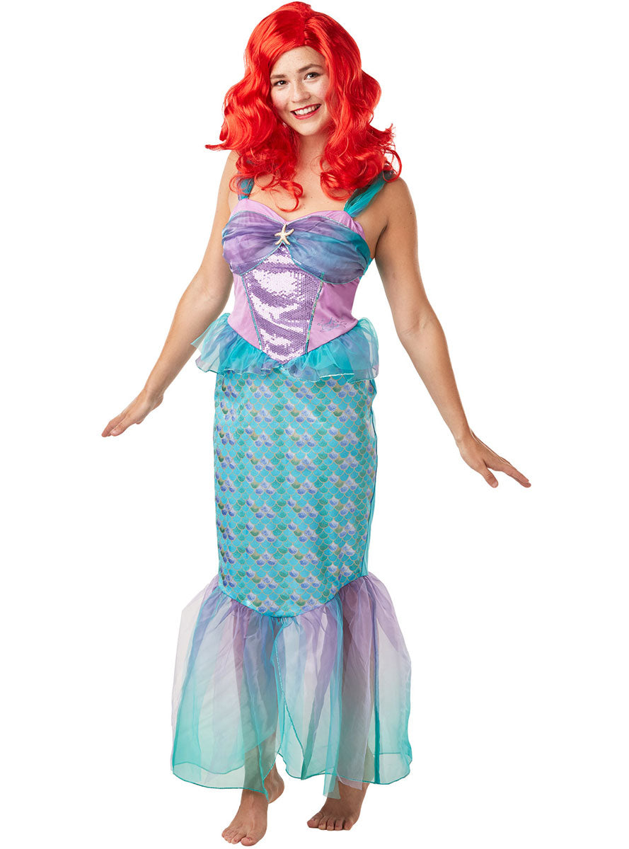 Image of Ariel Deluxe Womens Little Mermaid Costume - Alternate Front Image