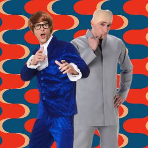 Image of two men in Austin Powers costumes