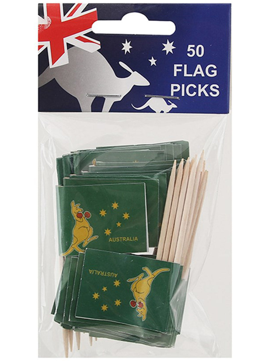 Green And Gold 50 Pack Boxing Boxing Kangaroo Food Picks - Packaging Image