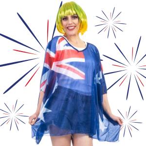 Image of a woman wearing Australia Day accessories