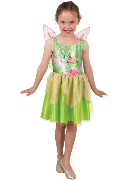 Green Tinkerbell Girls Disney Fairy Costume - Main Image