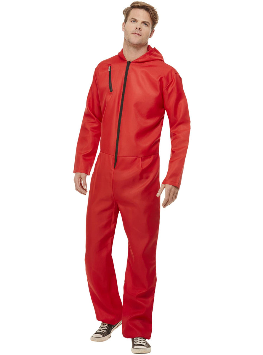 Mens money heist red jumpsuit costume - Alternative image