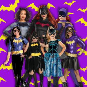 Image of women and girls wearing Batgirl costumes