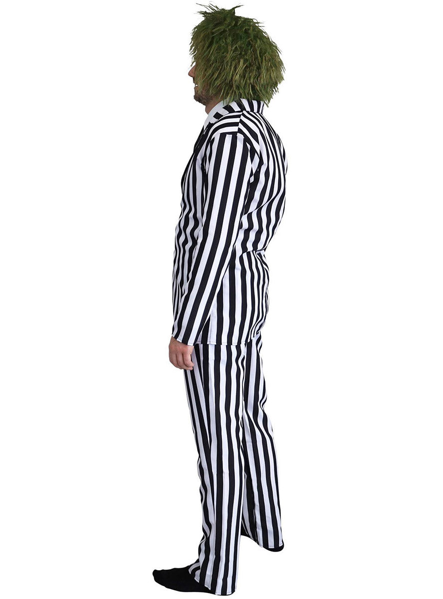 Side image of Beetle Time Plus Size Mens Black And White Striped Halloween Costume