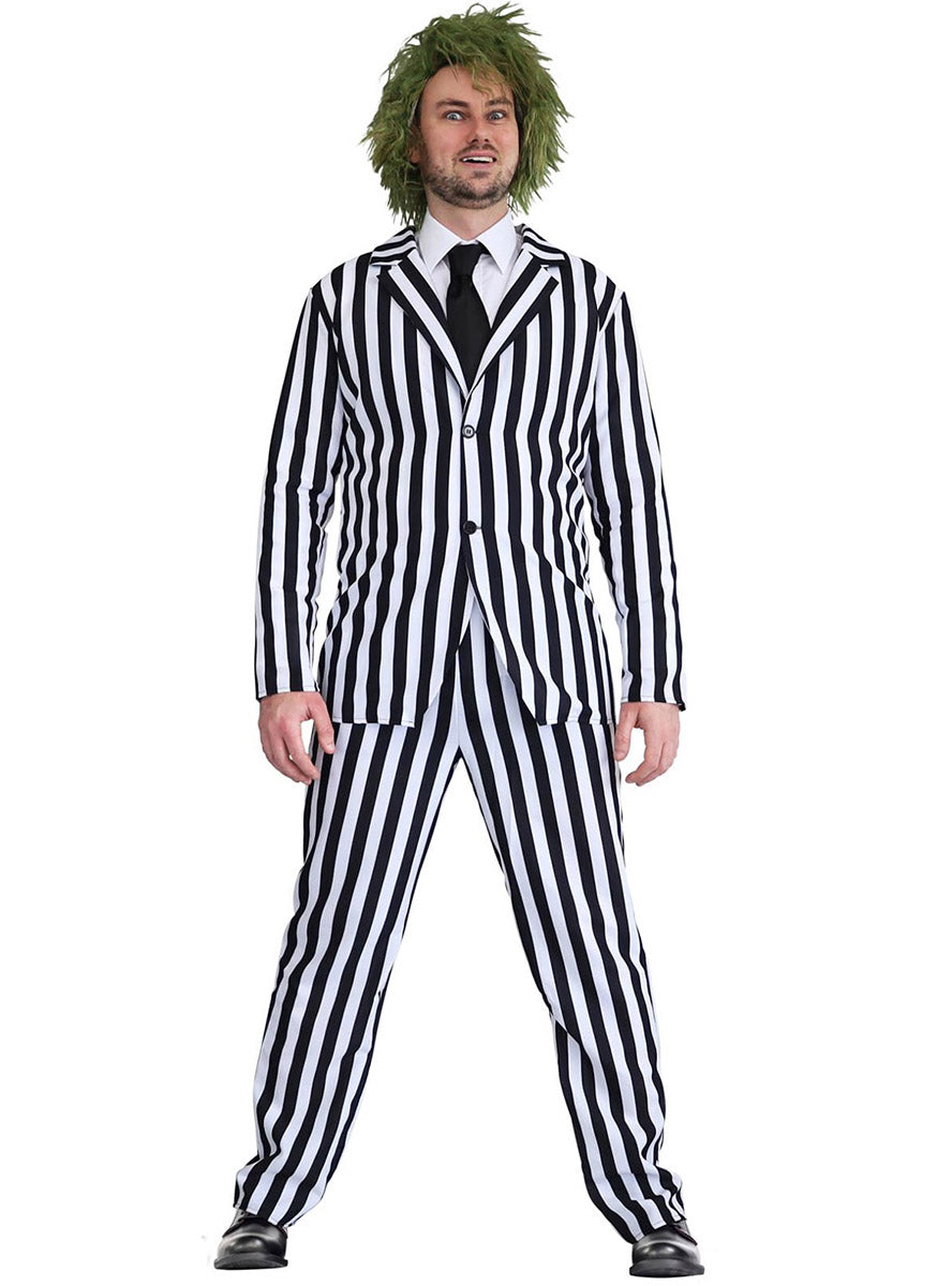 Main image of Beetle Time Plus Size Mens Black And White Striped Halloween Costume