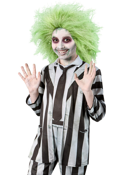 Image of Beetlejuice 2 Boys Green Halloween Costume Wig