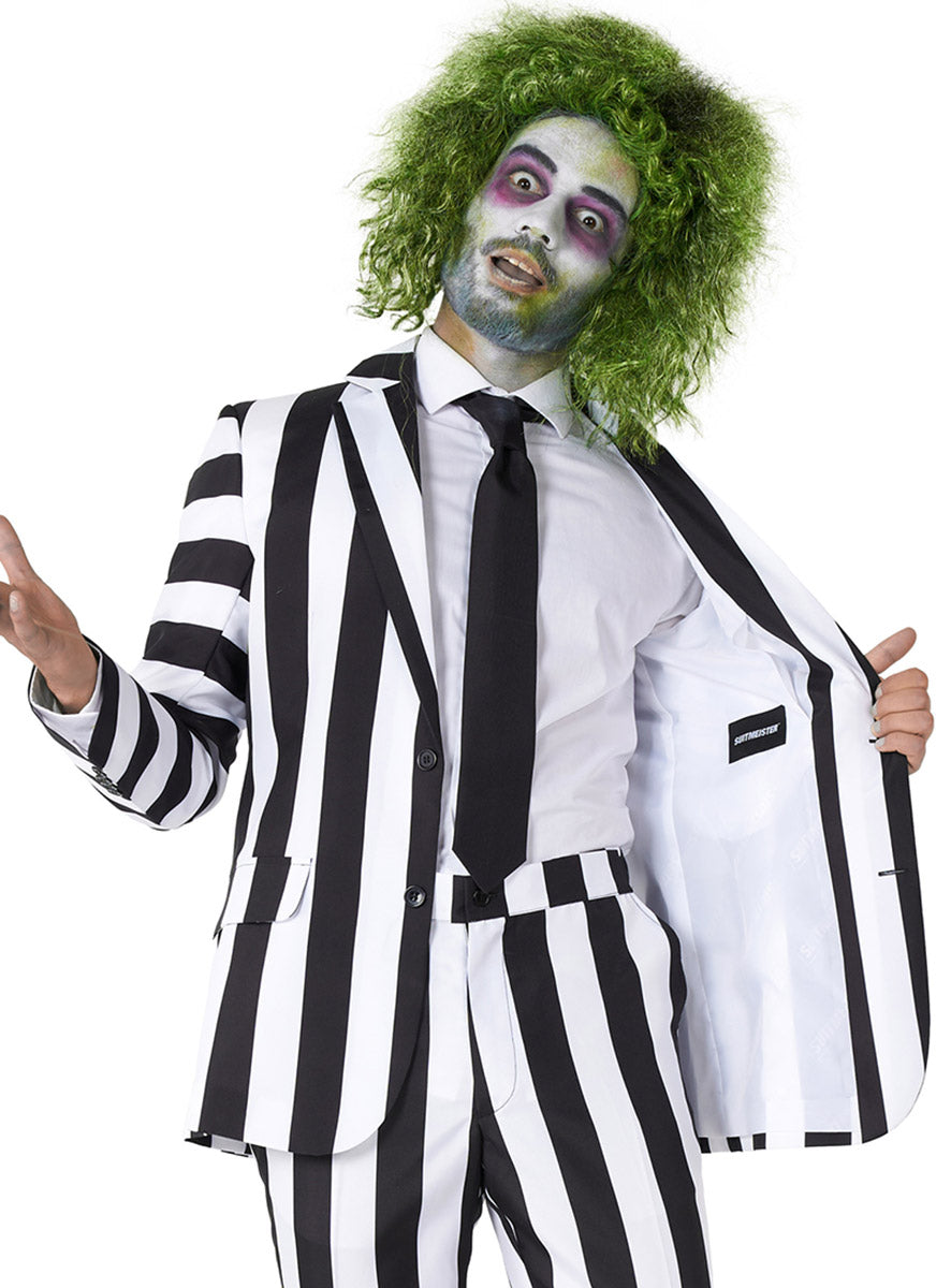 Alternate Close Image of Beetlejuice Deluxe Black and White Striped Costume Suit