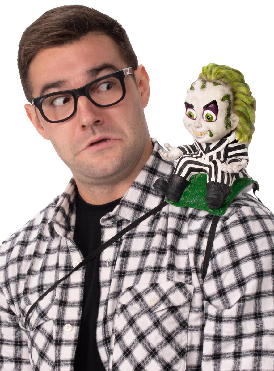 Striped Beetlejuice Shoulder Sitter Halloween Costume Accessory - Alternative Image 2