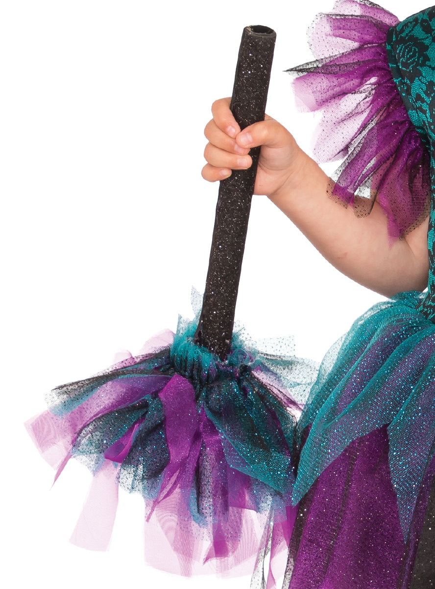 Green And Purple Witch Girls Halloween Costume - Close Image