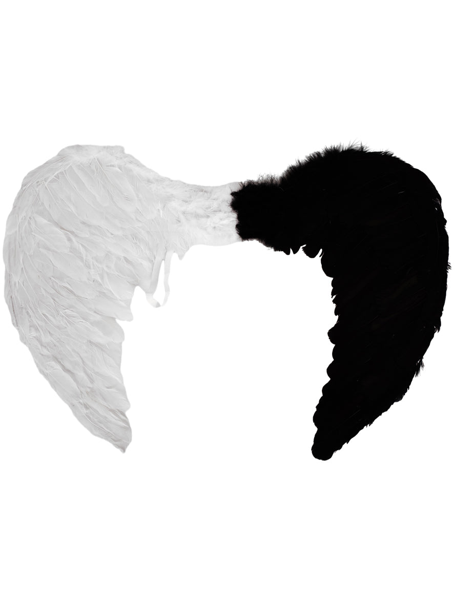 Devil Or Angel Black And White 80cm Feather Costume Wings - Main Image