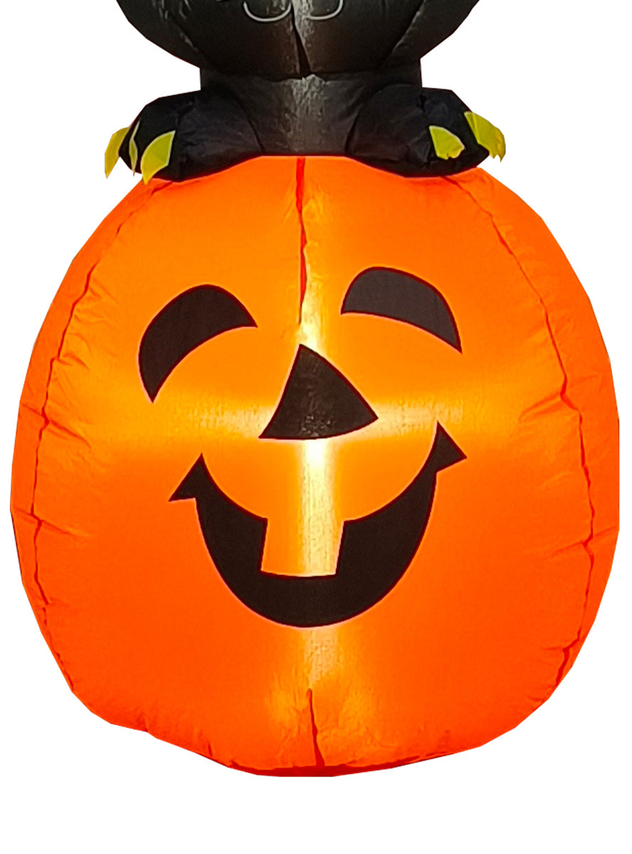 Pumpkin And Cat 4 Foot Tall Inflatable Halloween Decoration - Close Image 2